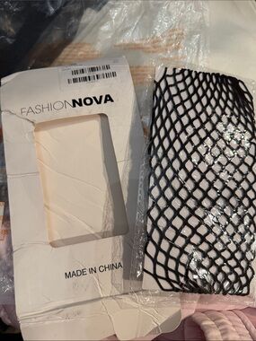 Fashion Nova Black Fishnet Thigh-High Socks